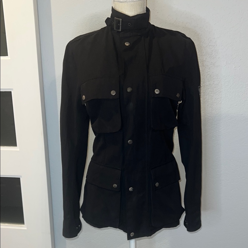 Belstaff Black Women's Military Style Motorcycle Jacket-Size 40 Italian